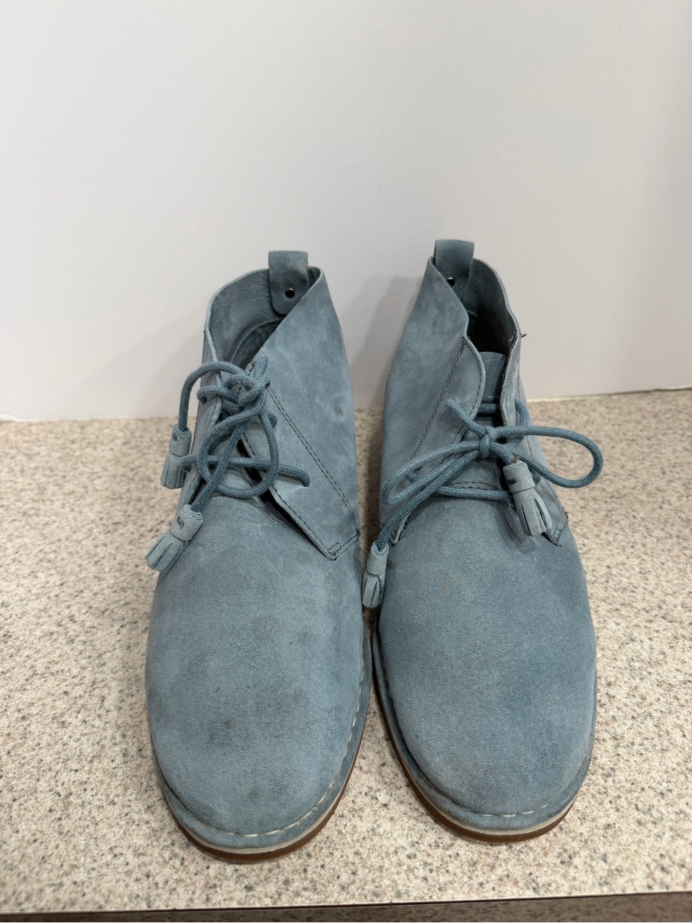 HUSH PUPPIES Cyra Catelyn Blue Suede Chukka Ankle Boots - Women's Size 9.5 Wide